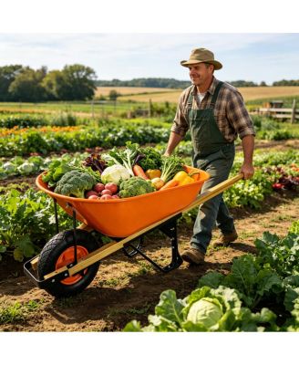 Streamdale Furniture  Steel Tray Two-Wheel Garden Barrow with 15" Pneumatic Wheel