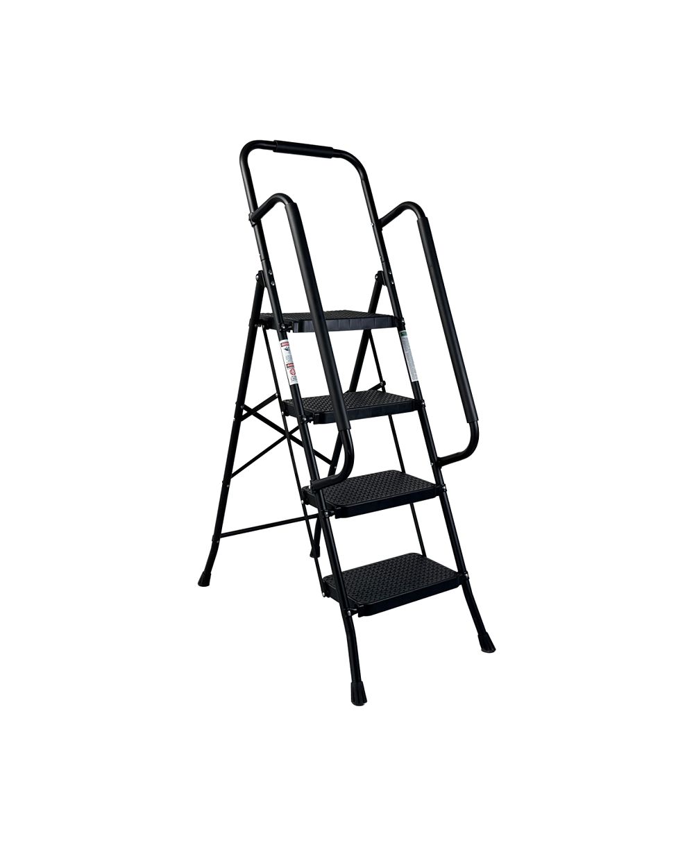 Streamdale Furniture  4-Step Folding Steel Ladder with Handrail and Anti-Slip Pedals