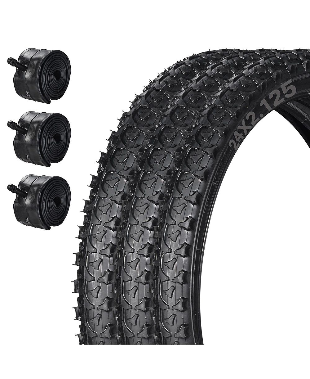 Yescom 24" x 2.125" Tricycle and Unicycle Heavy-Duty Mountain Tread Tire and Tube Set, 3-Piece