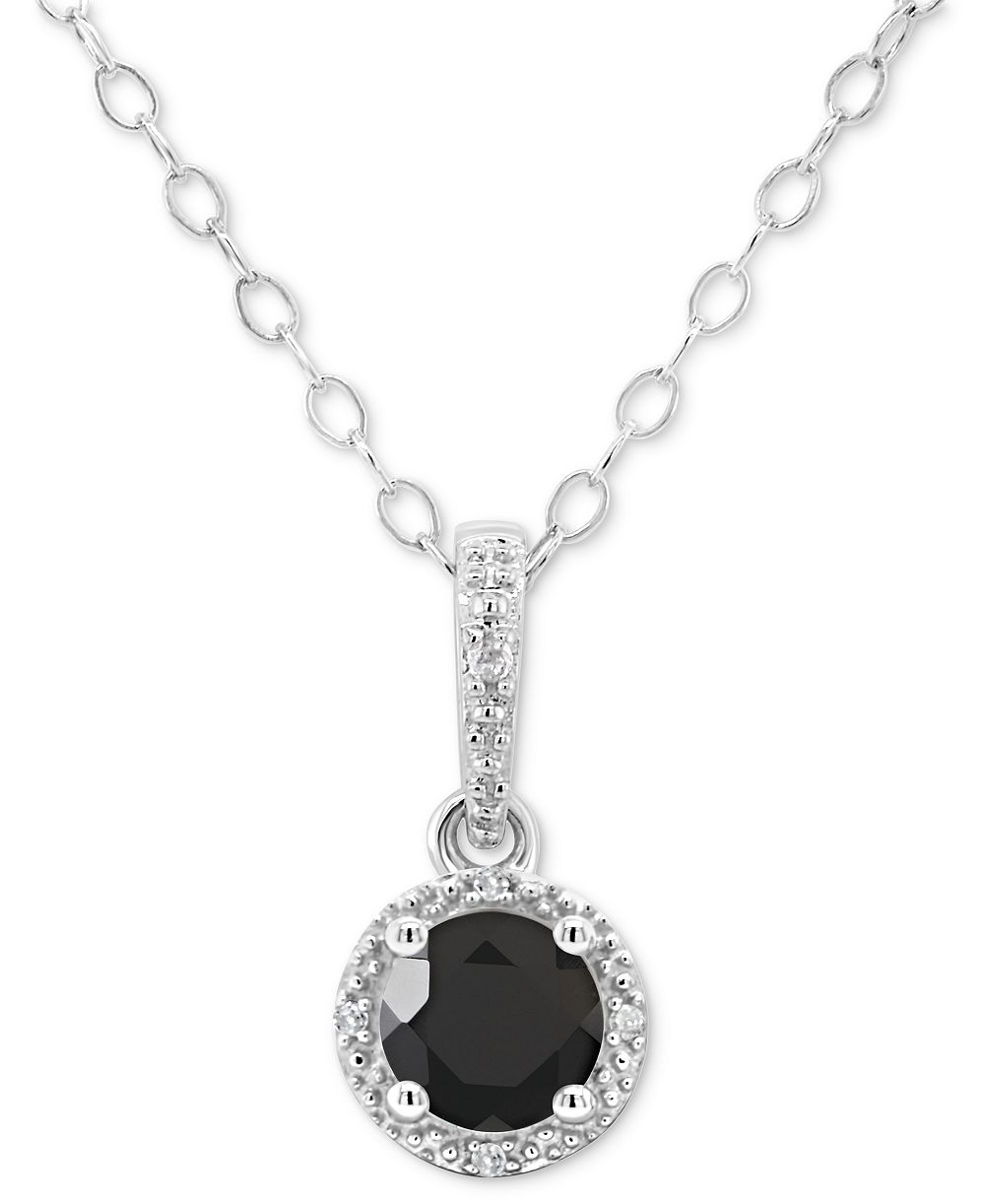Подвеска Onyx & Diamond Accent 18" в стерлинговом серебре