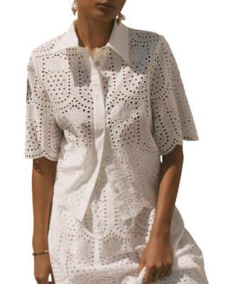 Mint Velvet Women's Cotton Broderie Shirt