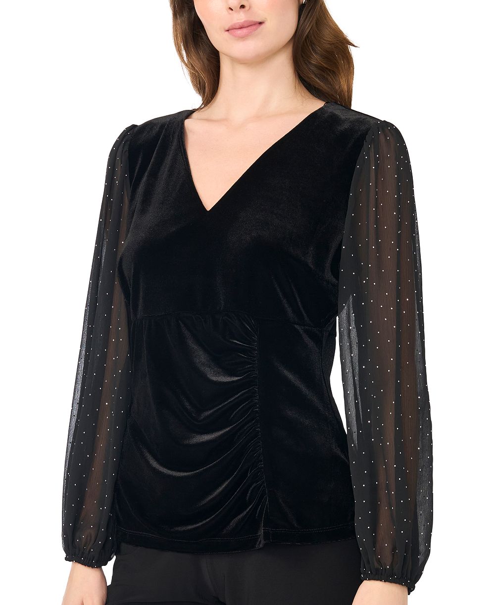 MSK Women's Surplice Wrap Velvet Asymmetric Top