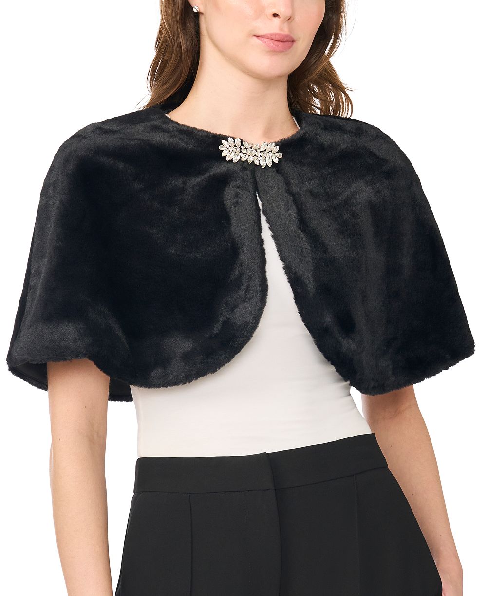MSK Women's Lined Faux Fur Cape