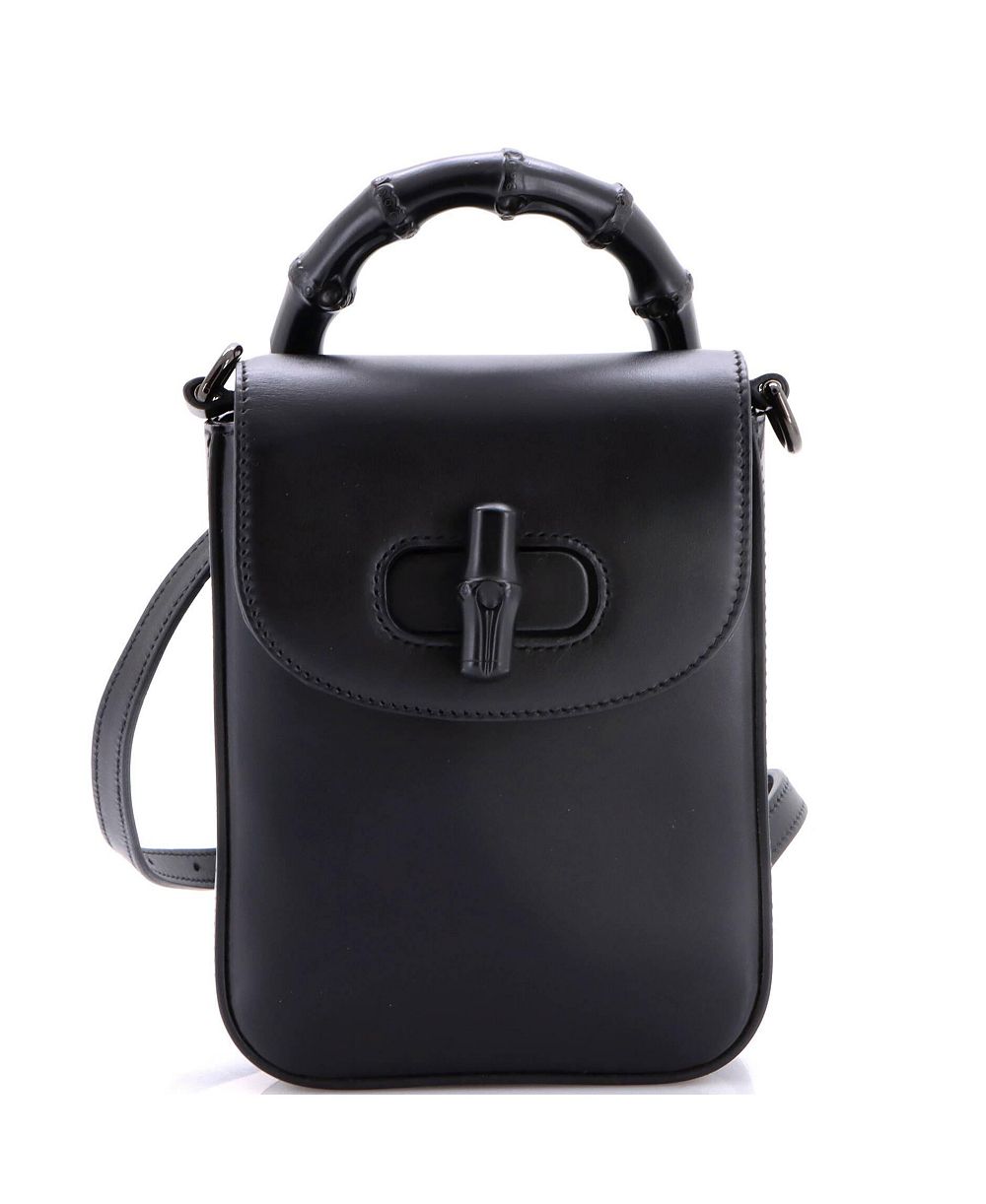 Рюкзак Gucci Mini Bamboo Top Handle из кожи, б/у