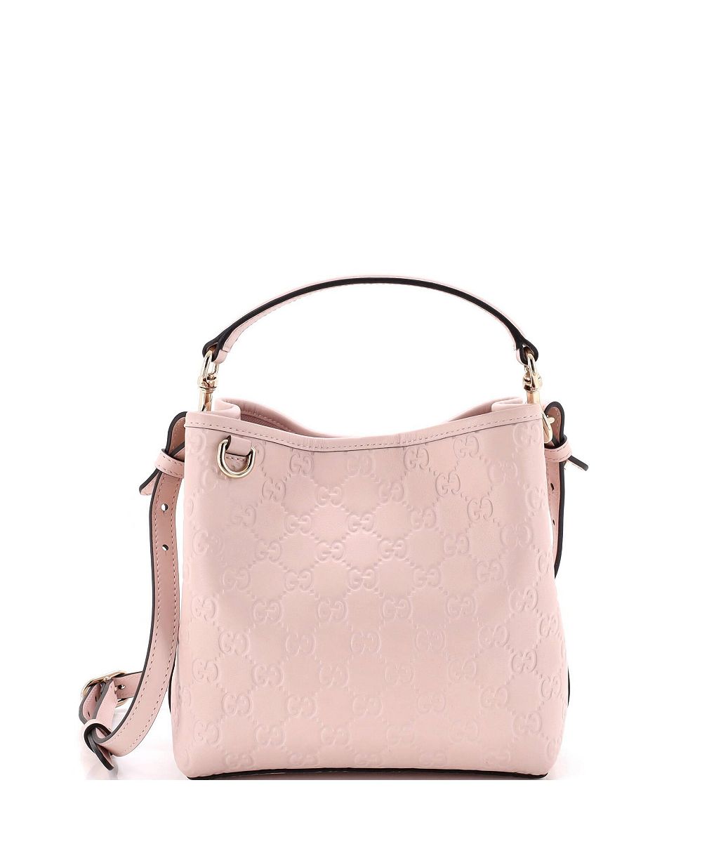 Pre-Owned Gucci Small GG Emblem Bucket Bag GG Embossed Leather