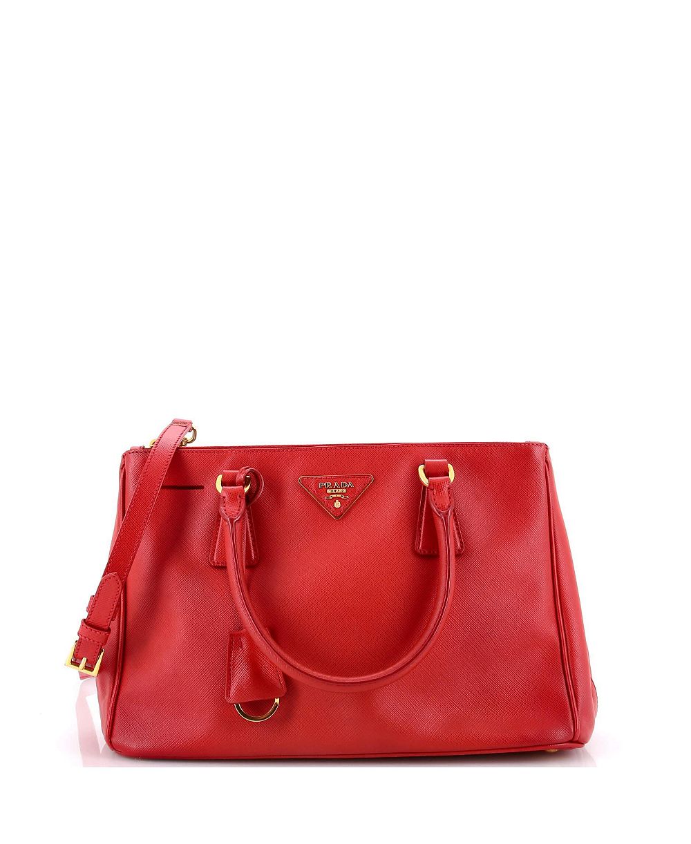 Б/у кожаная сумка тоут Prada Small Double Zip Lux Saffiano