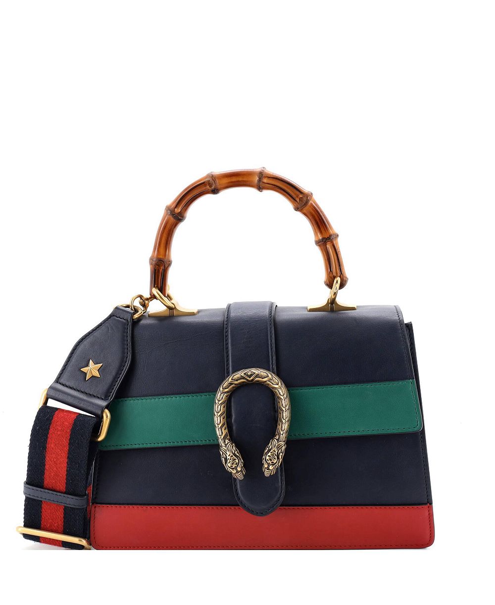 Сумка Gucci Medium Dionysus Bamboo Top Handle Colorblock из кожи Pre-Owned