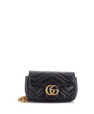 Брендовая сумка Gucci Super Mini GG Marmont Flap из кожи Matelasse, б/у
