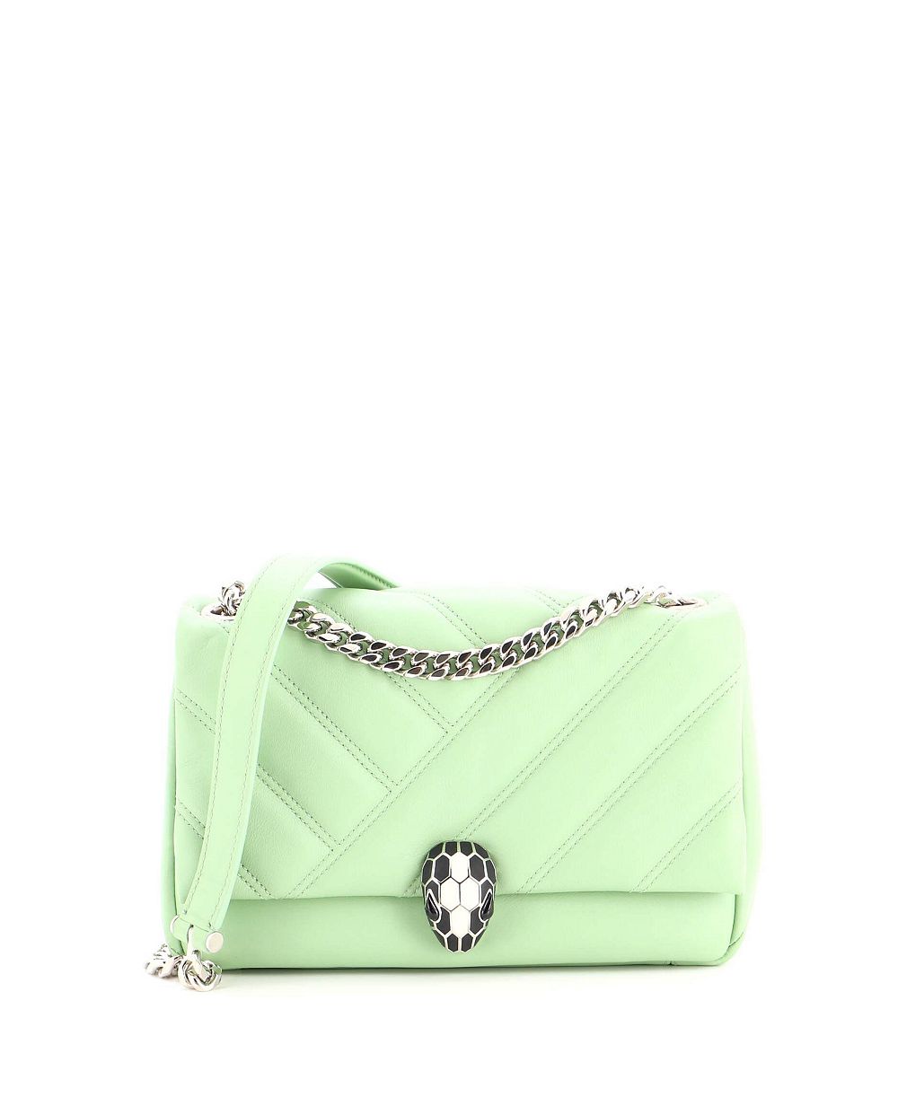 Pre-Owned Bvlgari Small Serpenti Cabochon Shoulder Bag Diagonal Quilted Leather