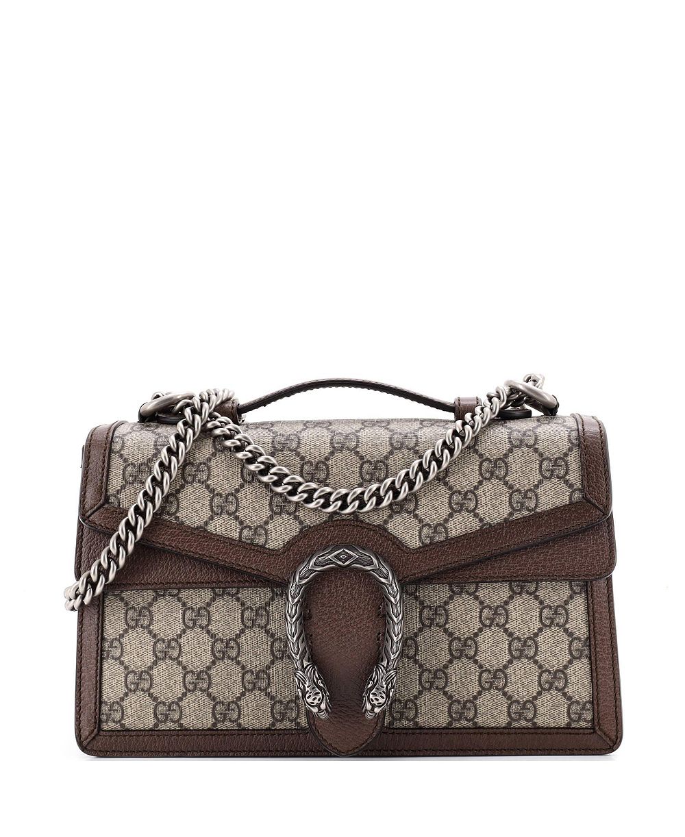 Pre-Owned Gucci Small Dionysus Top Handle Chain Bag GG Coated Canvas