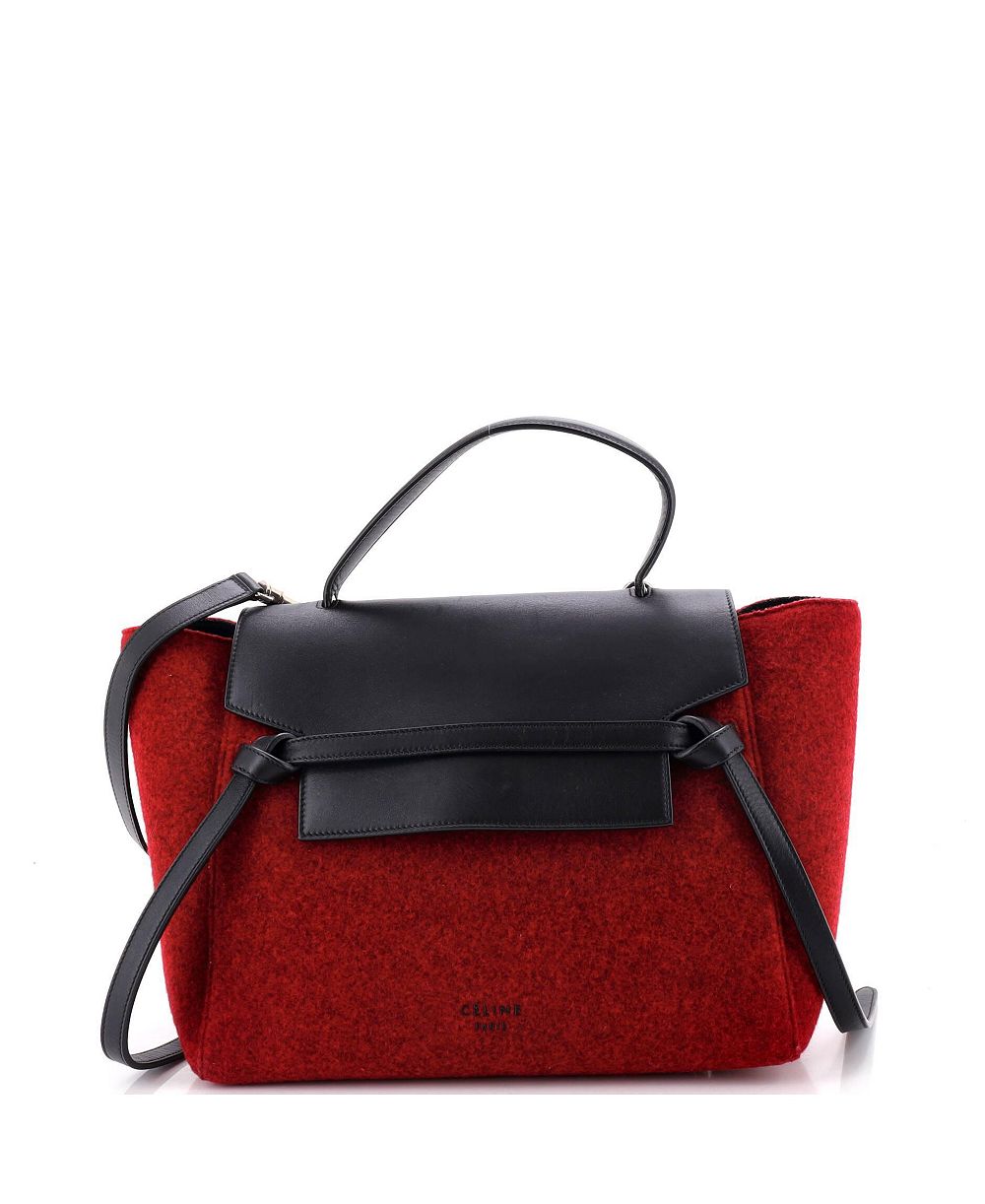 Pre-Owned Celine Mini Belt Bag Felt and Leather