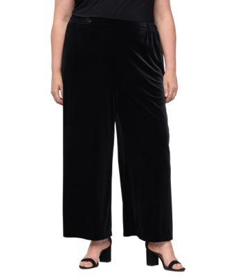 Alex Evenings Plus Size Velvet Wide-Leg Palazzo Pants