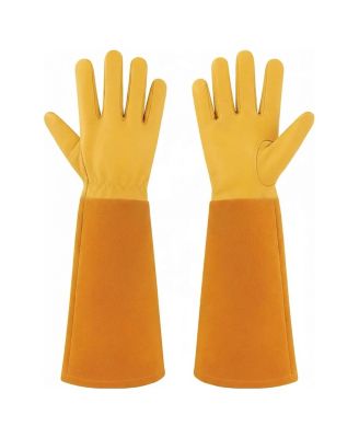 XDOVET Thorn Proof Gardening Gloves Long Rose Pruning Cowleather Gauntlet Forearm Protection