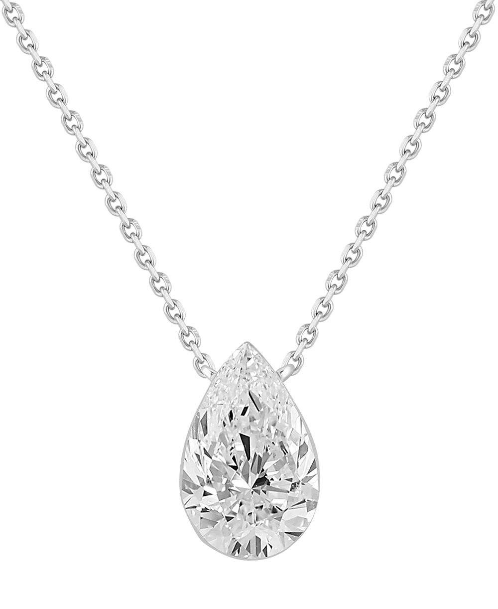 М Macy's сертифицированное ожерелье с невидимым подвесом из выращенного в лаборатории бриллианта (1-1/2 карата суммарно) в белом золоте 14k