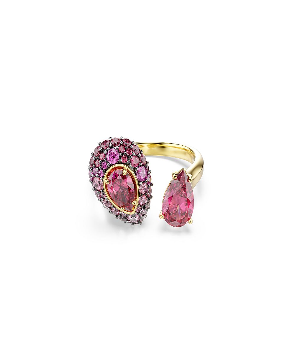 Кольцо с красным кристаллом и позолотой Swarovski