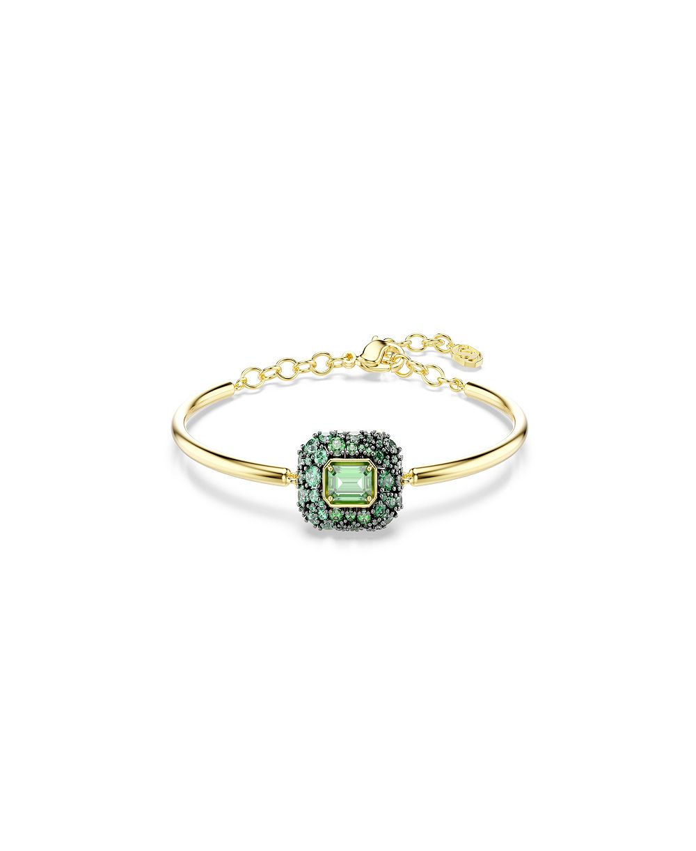 Браслет Swarovski с позолотой и зелеными кристаллами