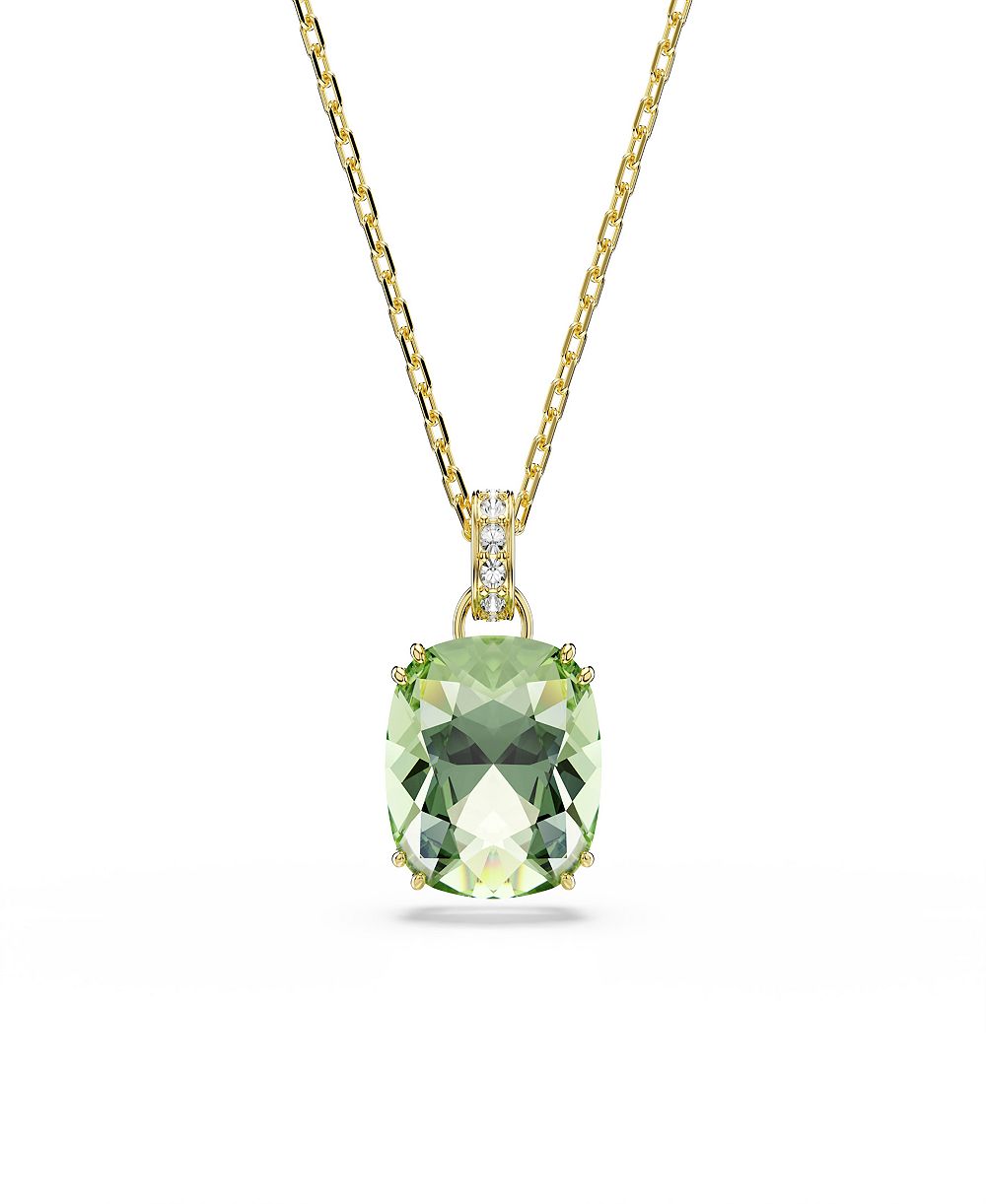 Swarovski ожерелье с зеленым кристаллом и позолотой