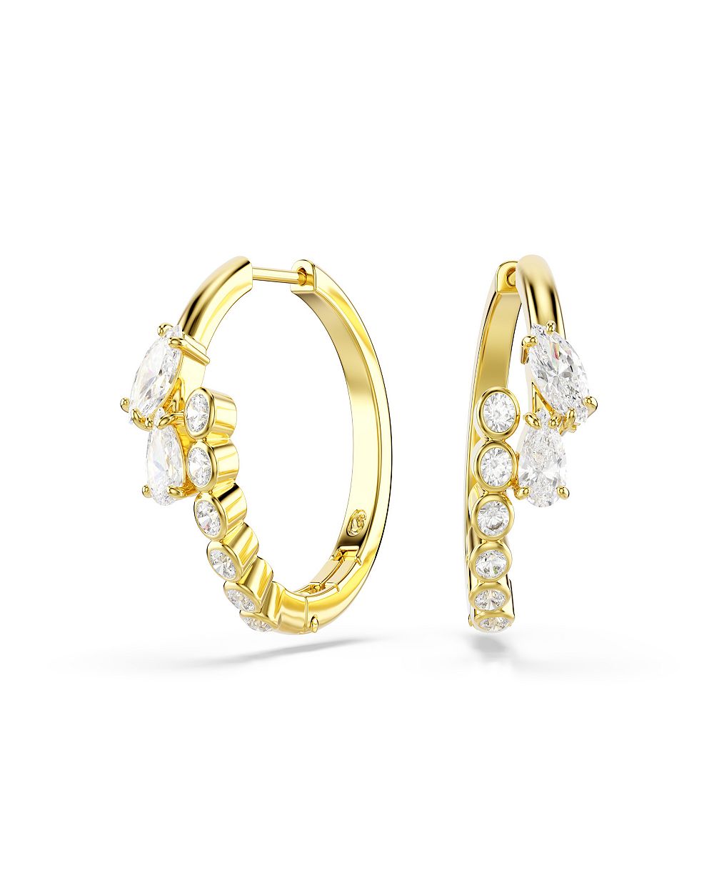 Swarovski Серёги с белыми кристаллами и позолотой