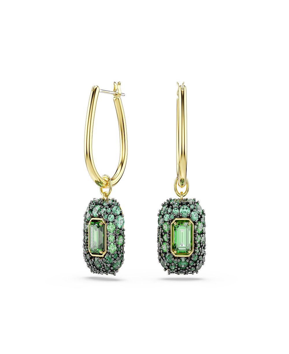 Серьги Swarovski с зелеными кристаллами и позолотой