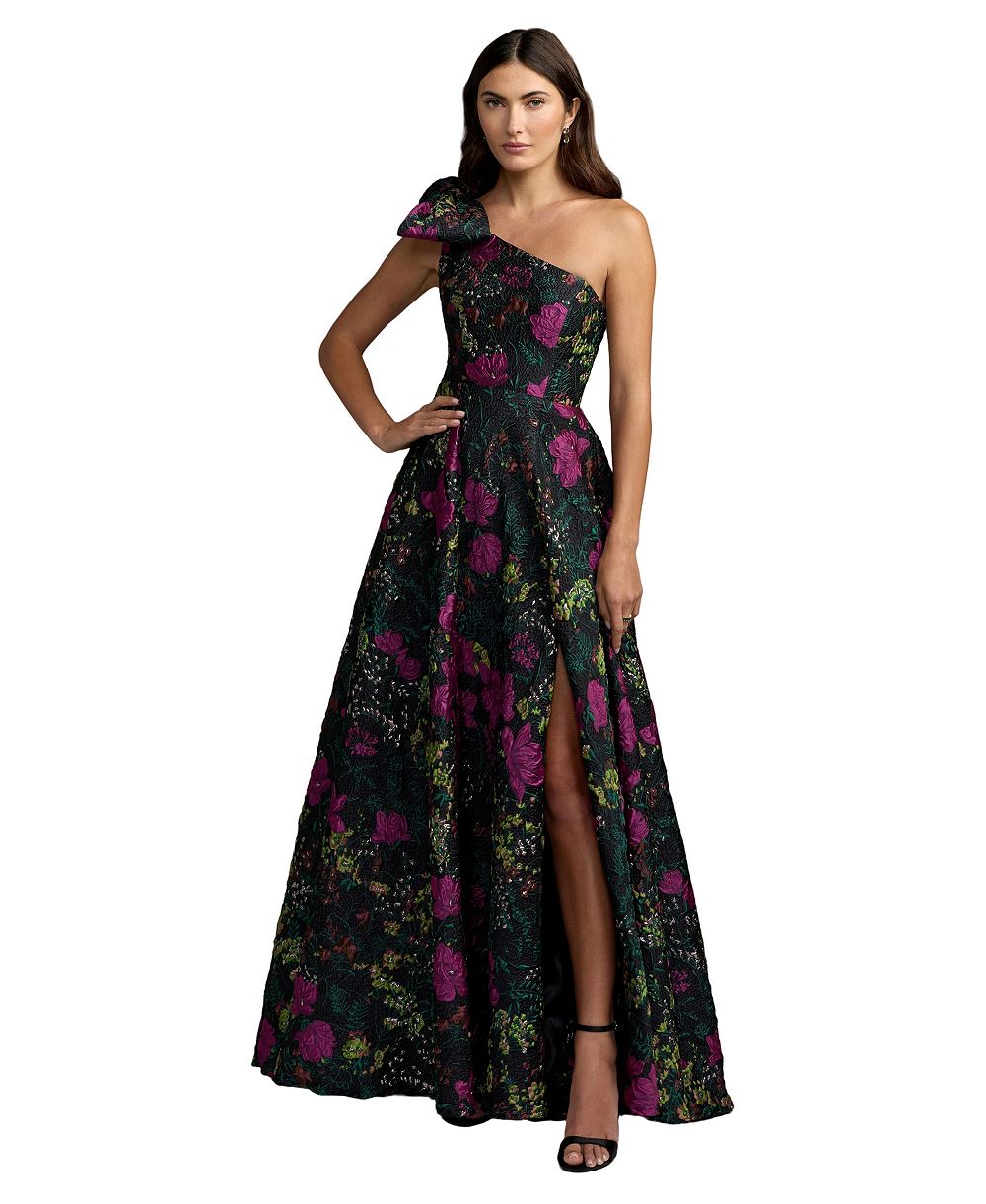 Mac Duggal женское бальное платье с одним плечом и цветочным жаккардом