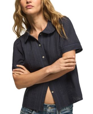 Lucky Brand женская блузка с коротким рукавом и воротником Пэт Пэн