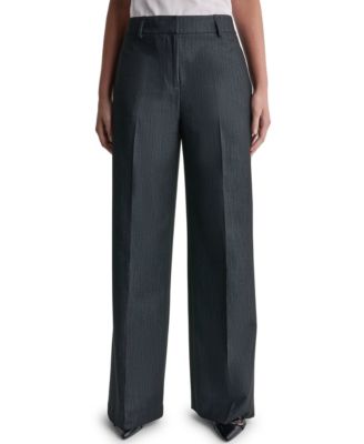 BCBG Women's Wide-Leg High-Rise Faux Denim Pants