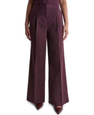 BCBG Women's High-Rise Wide-Leg Pinstripe Pants