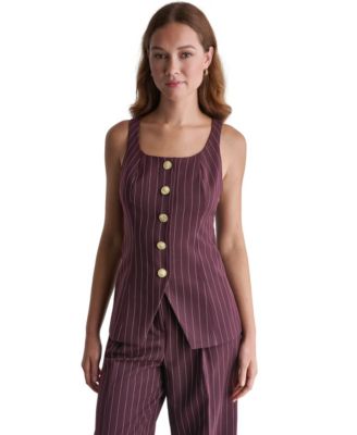 BCBG Women's Pinstripe Square-Neck Vest