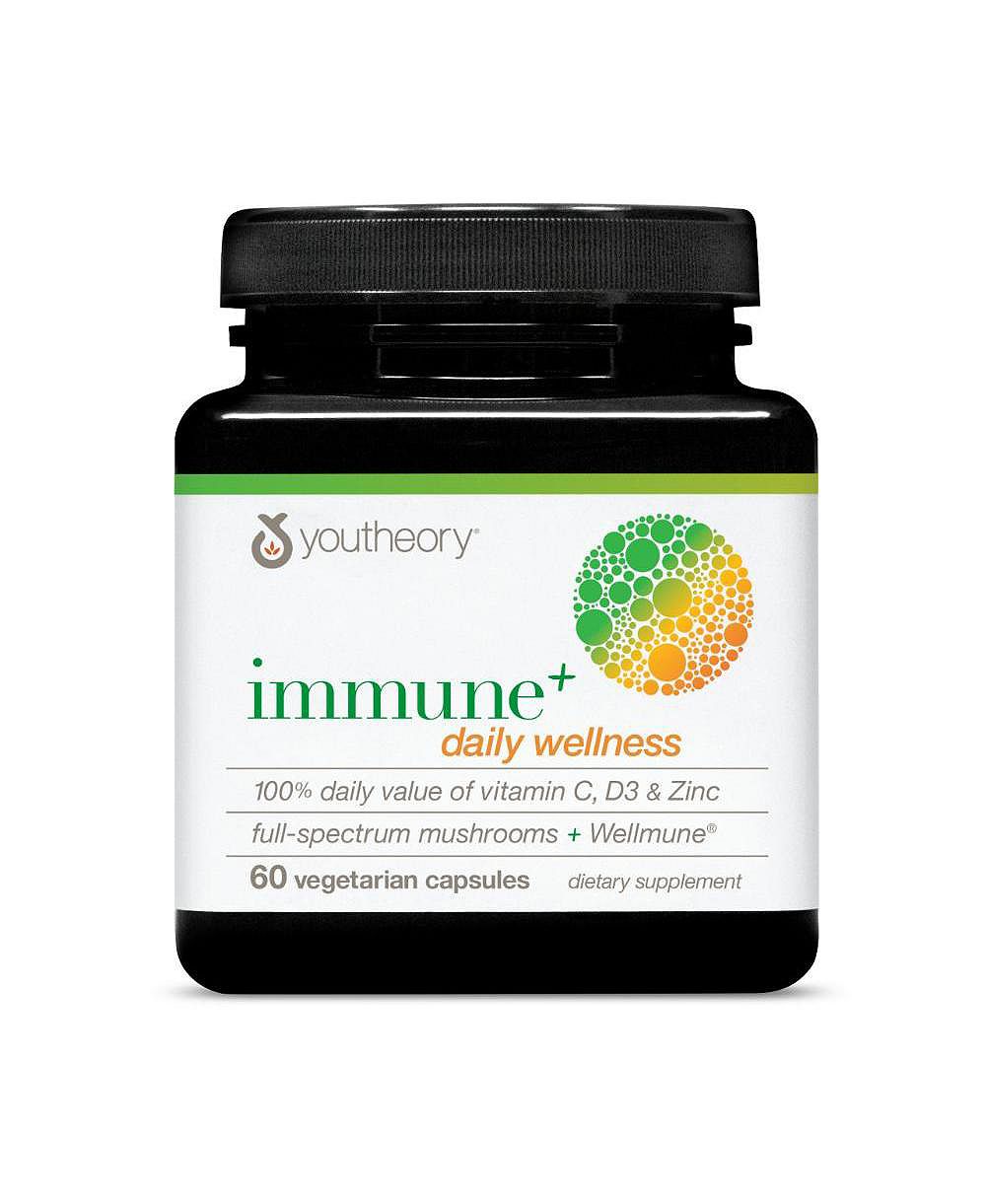 Youtheory Immune Plus, вегетарианская добавка для поддержки иммунитета с витамином C, D3 и цинком, 60 капсул