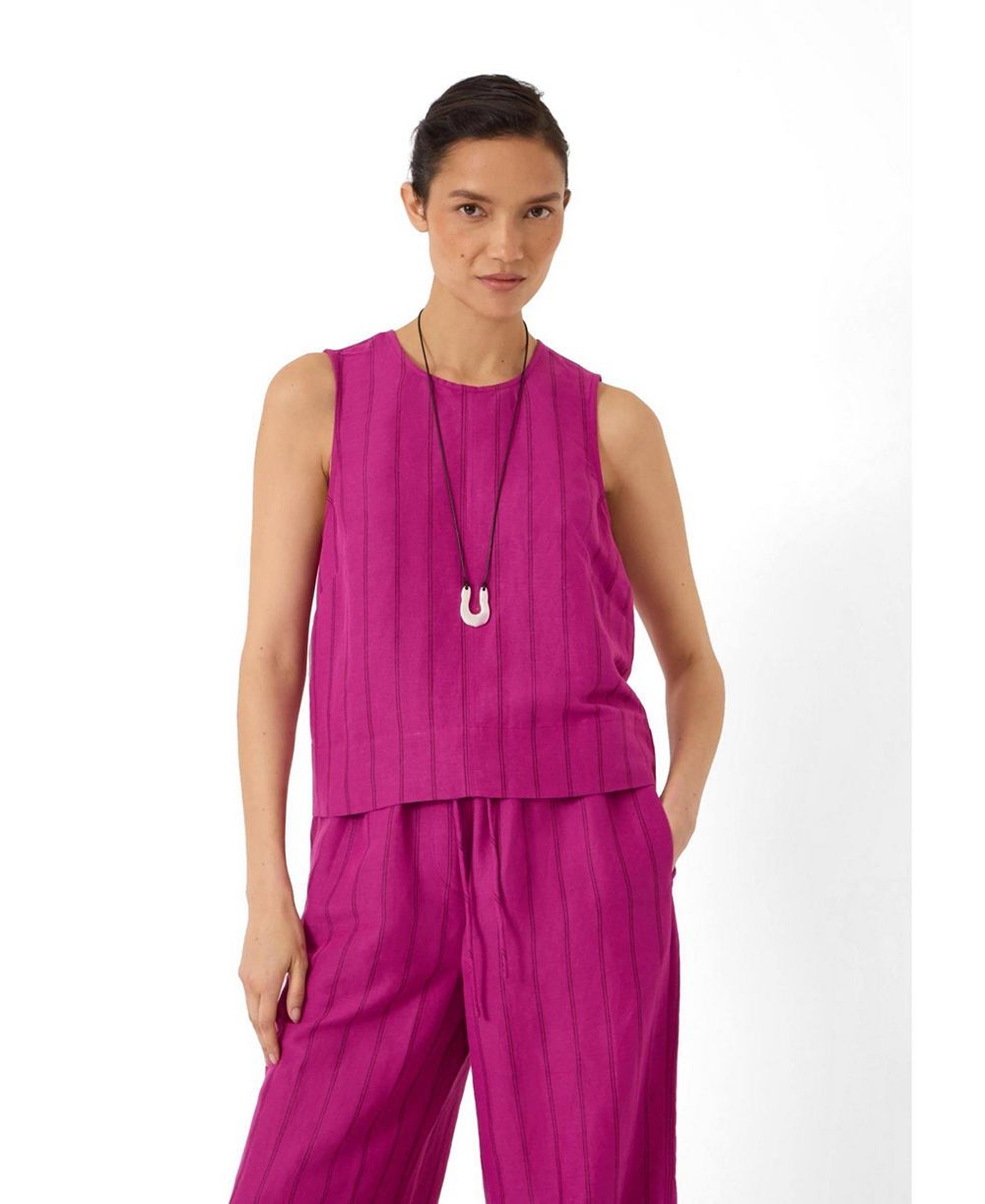 Hush Women's Vera Stripe Linen-Blend Sleeveless Shell Top