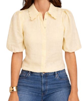 Женская блузка Mint Velvet Ramie Short-Sleeve Puff-Sleeve