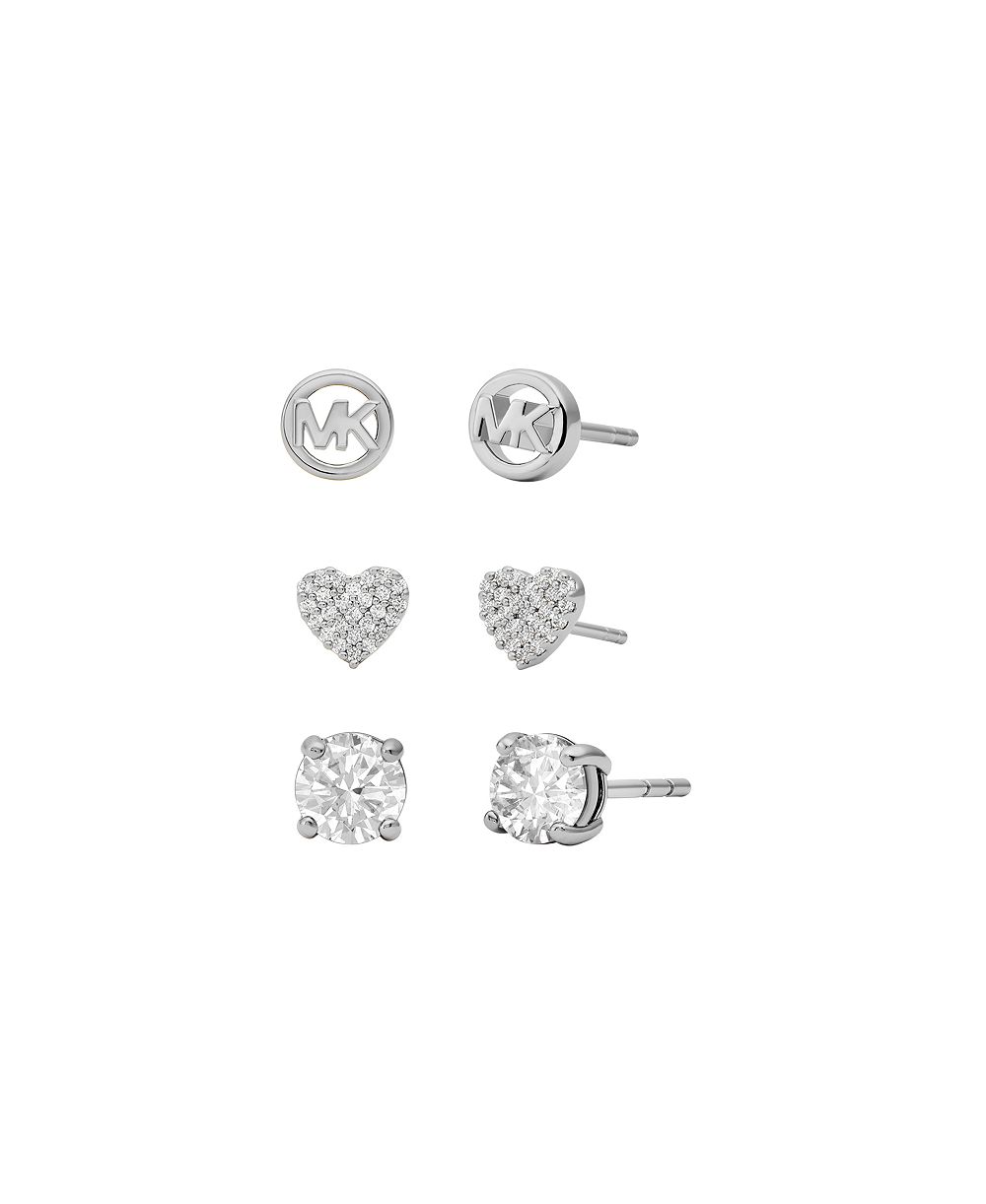 MICHAEL Michael Kors Silver-Tone Pave Stud Earring Set
