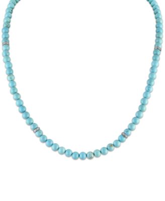 Esquire Men's Jewelry Men's Turquoise Chain Necklace in Sterling Silver and 18k Gold-Plated Sterling Silver