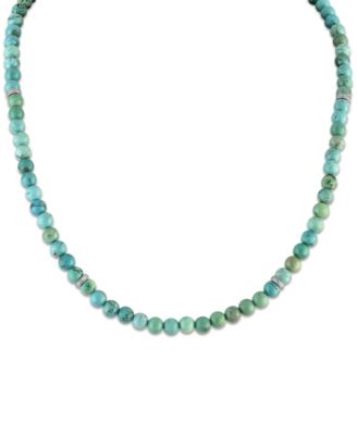 Esquire Men's Jewelry Turquoise Beaded Chain Necklace in Sterling Silver