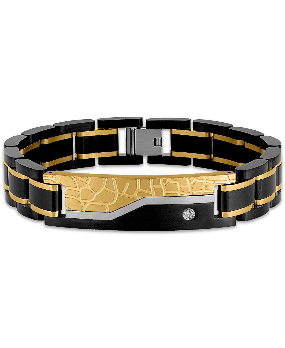 Мужской браслет Esquire Men's Jewelry с бриллиантами и двухцветными звеньями