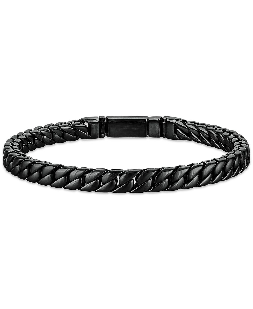 Мужской браслет Esquire Men's Jewelry из нержавеющей стали с черным IP-покрытием, плетением curb, двойным слоем и коробчатой застежкой, 8,5"