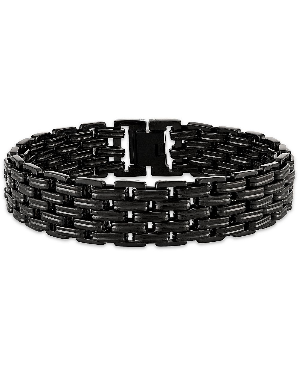 Мужской браслет Esquire Men's Jewelry из нержавеющей стали с черным IP-покрытием, 8,5" (16 мм)