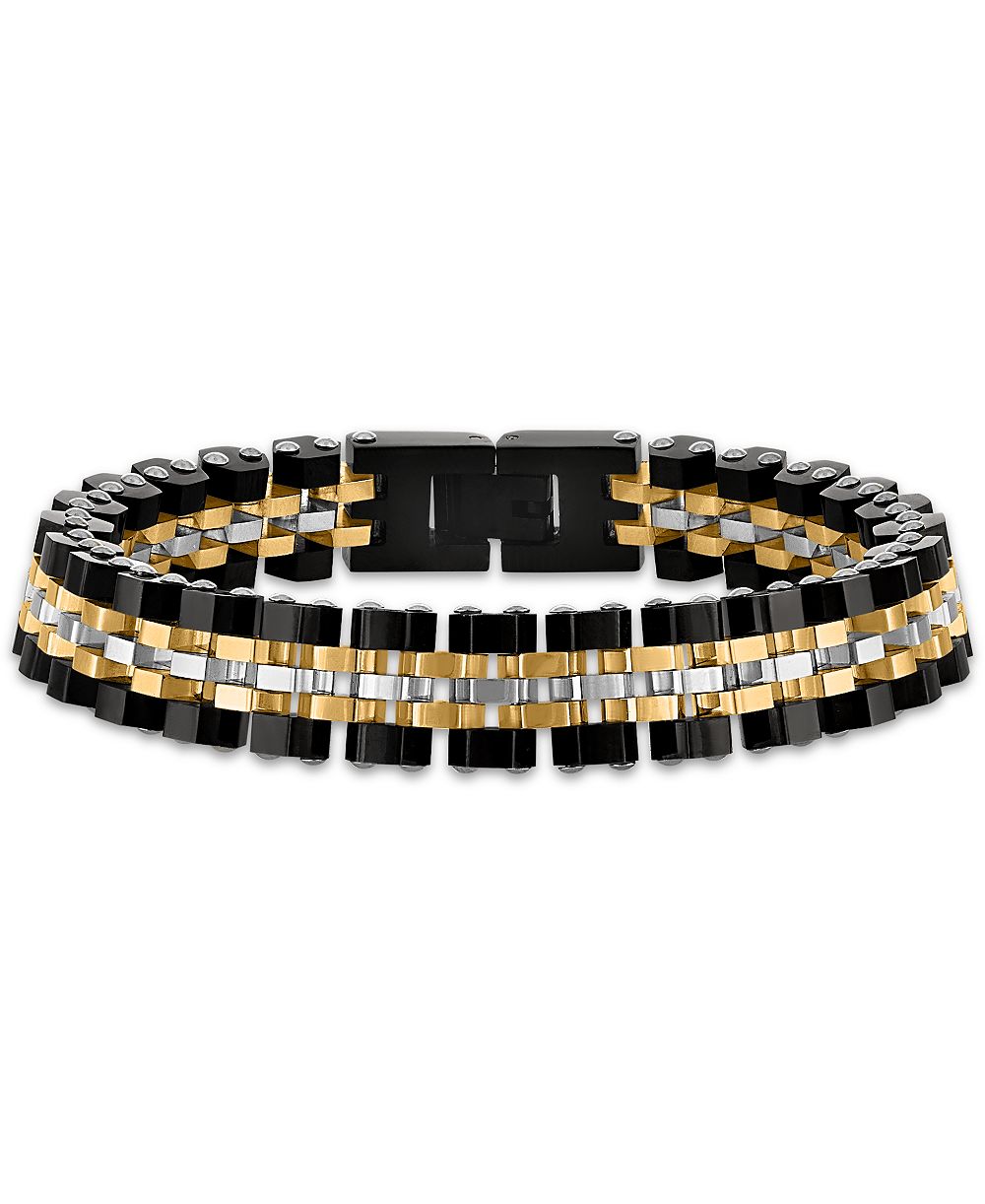 Полированный браслет с шестигранными звеньями в трех цветах, Esquire Men's Jewelry