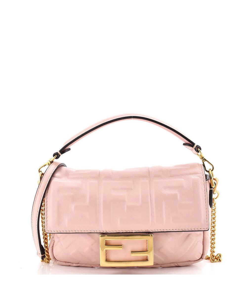 Pre-Owned Fendi Mini Baguette NM Bag Zucca Embossed Leather