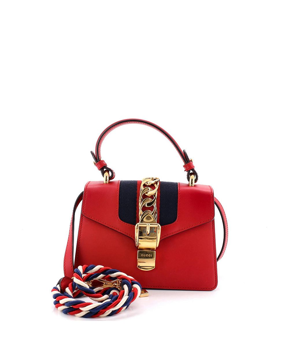 Женская сумка Gucci Mini Sylvie Top Handle Leather Pre-Owned