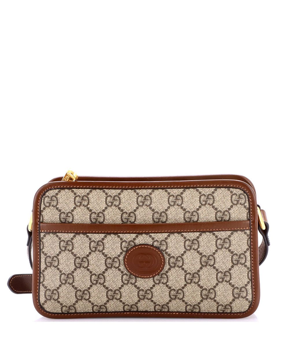 Gucci Mini Interlocking G Patch камера-сумка б/у из прорезиненного полотна GG