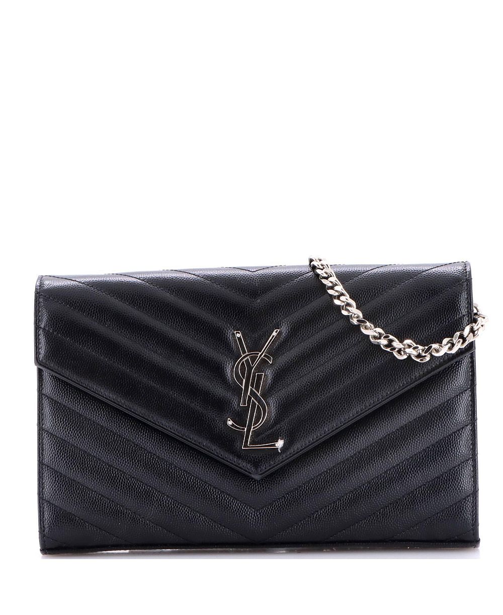 Saint Laurent Classic Monogram Wallet on Chain Matelasse Chevron Leather б/у