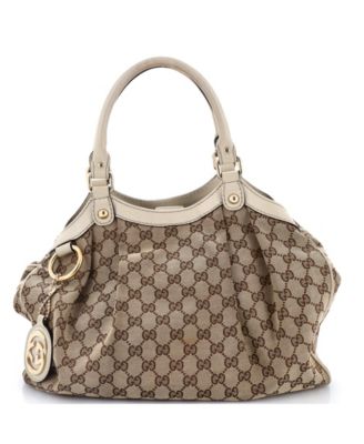 Pre-Owned Gucci Medium Sukey сумка тоут GG Canvas с кожей
