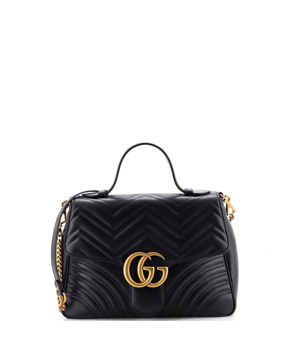 Pre-Owned Gucci Medium GG Marmont Top Handle Flap Bag Matelasse Leather Женская сумка с ручкой