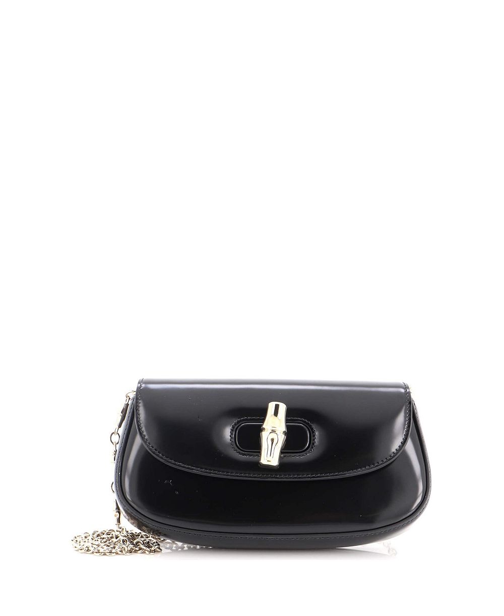 Gucci Small Bamboo Night Chain Clutch Leather Женский
