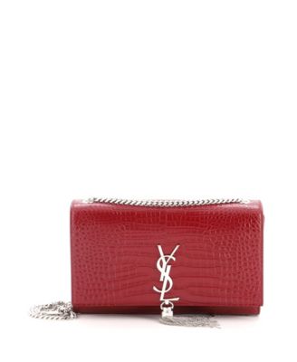 Pre-Owned Saint Laurent Medium Classic Monogram Tassel Crossbody Bag Embossed Leather