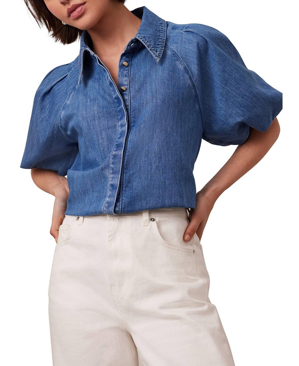 Женская рубашка из денима Mint Velvet Women's Denim Puff Sleeve Shirt