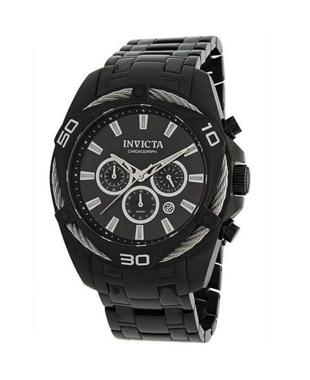 Invicta Bolt 34136 мужские кварцевые хронографы 50 мм, черный циферблат, черный стальной браслет
