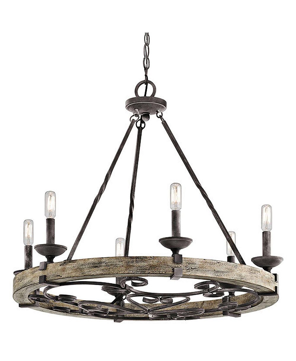 Люстра-колесо Wagon Wheel Kichler Taulbee 28 1/2" Aged Zinc 6-Light