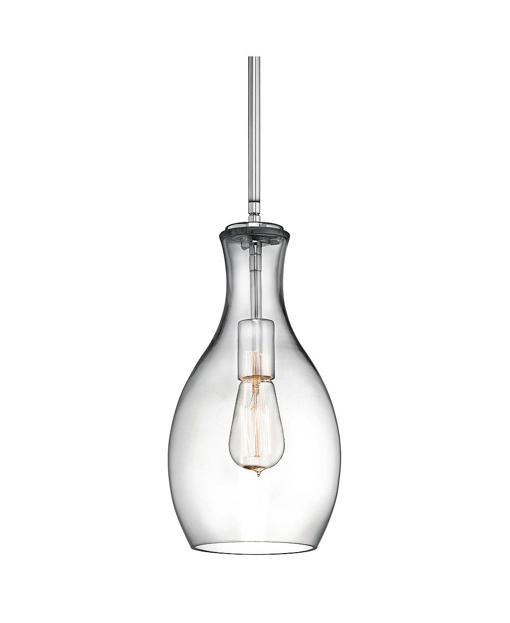 Kichler Everly Мини-подвесной светильник, 7" Wide, Chrome and Clear Glass